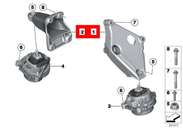 NEW GENUINE BMW F20 F30 F32 F25 N47N DIESEL ENGINE MOUNTING BRACKETS PAIR SET 22116855822+22116784825 - Image 2