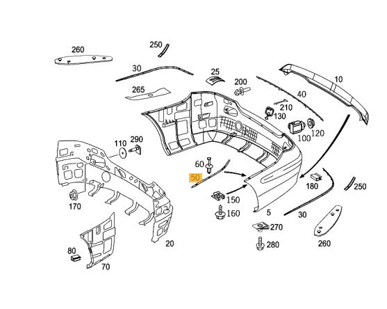 NEW GENUINE MERCEDES BENZ MB CLK CLASS W209 REAR BUMPER MOUNTING RAIL LEFT N/S A2098850121 - Image 3