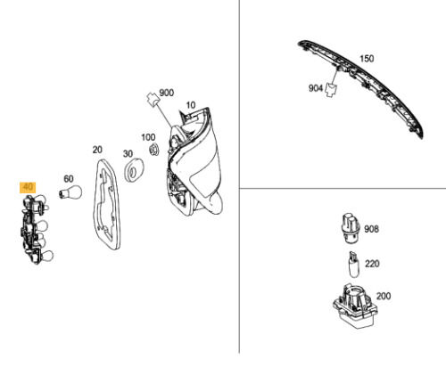 NEW GENUINE MERCEDES MB C W204 ESTATE REAR LIGHT BULB LAMP SUPPORT SET A2048201700+A2048201800 - Image 2