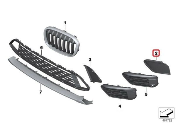 BMW GENUINE X1 SERIES F48 FRONT BUMPER LOWER GRID GRILLE COVER CAP RIGHT O/S 51117374204 - Image 2