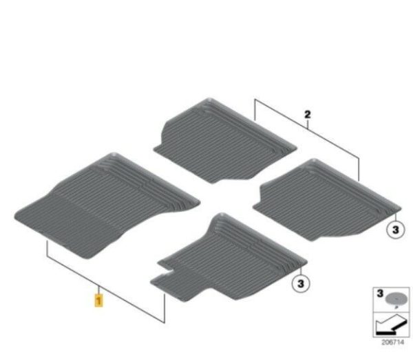 BMW NEW GENUINE 5 SERIES F07 FRONT ALL WEATHER BLACK RUBBER FLOOR MATS LHD 51472152348 - Image 2