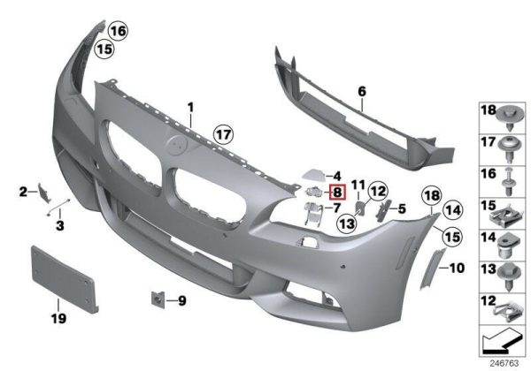 BMW NEW 5 SERIES F10 M SPORT FRONT BUMPER HEADLIGHT WASHER MOUNT RIGHT O/S 51118050116 - Image 2