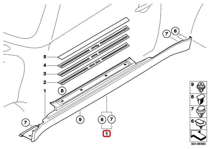NEW GENUINE MINI R50 R52 R53 SIDE SKIRT ENTRANCE COVERS SET LEFT RIGHT - Image 2