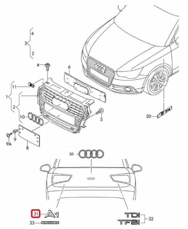 AUDI NEW GENUINE A1 2011-2016 CHROME A1 REAR TRUNK BADGE EMBLEM 8X0853741 2ZZ - Image 2
