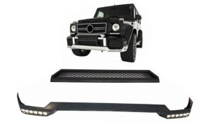 Front Bumper Spoiler LED DRL Extension and Upper Spoiler Lip suitable for Mercedes G-Class W463 (1989-2017)
