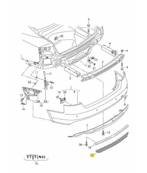 NEW GENUINE AUDI A5 08-11 S LINE REAR BUMPER DIFFUSER TRIM GRILL 8T080783301C - Image 2