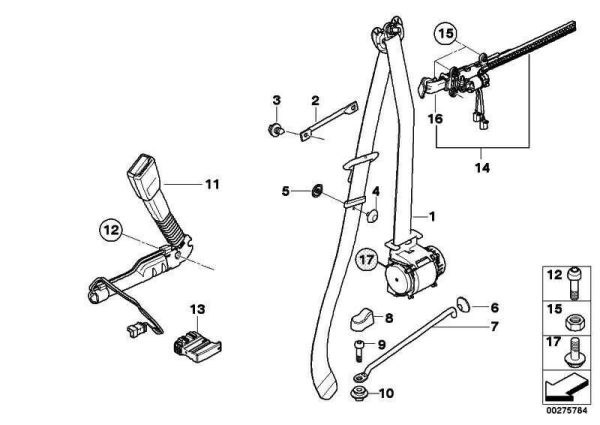 BMW GENUINE 3 06-07 E92 SAFETY SEAT BELT EXTENDER RIGHT O/S HANDOVER ARM 72119144938 - Image 2