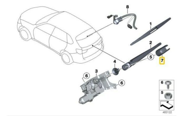 NEW GENUINE BMW X5 SERIES F15 F85M REAR WIPER ARM COVER CAP 61627294430 - Image 2