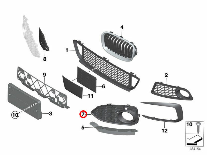 NEW GENUINE BMW 1 SERIES F20 F21 LCI 15-17 M SPORT BUMPER FOG LIGHT GRILLE RIGHT 51118060282 - Image 2