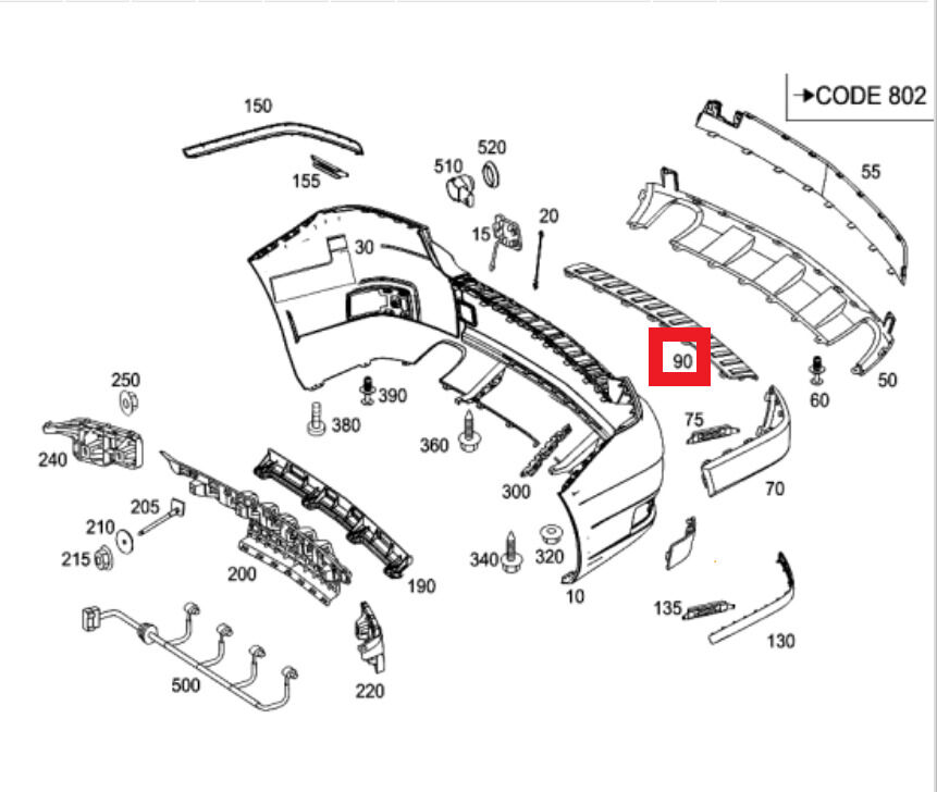 NEW GENUINE MERCEDES MB X204 GLK 4MATIC REAR TRUNK CHROME FOOTPLATE A2048850411 - Image 2
