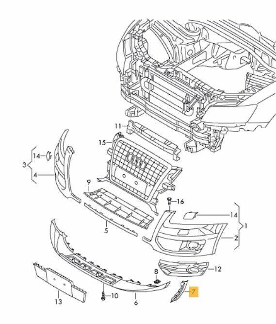 NEW GENUINE AUDI Q5 2009-2012 FRONT BUMPER ATTACHMENT BRACKET STRIP RIGHT O/S 8R0807278 - Image 2
