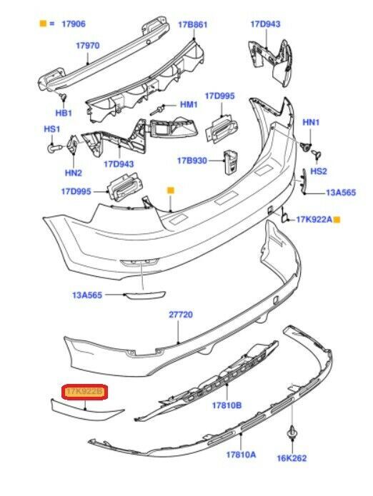 NEW GENUINE FORD MONDEO 2010-2014 REAR BUMPER LOWER SIDE CORNER PRIMED 1703360 - Image 2