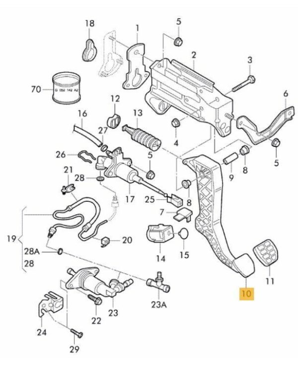 NEW GENUINE VW BEETLE BORA GOLF 98-10 AUDI A3 TT 97-06 CLUTCH PEDAL 1J2721319C - Image 2