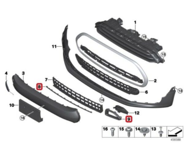 NEW GENUINE MINI F54 CLUBMAN FRONT AIR CHANEL CHROME TRIMS PAIR AND CENTER ROD - Image 2