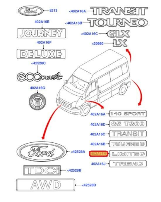 NEW GENUINE FORD TRANSIT 08-14 REAR DOOR LIMITED INSCRIPTION BADGE EMBLEM 1531576 - Image 2