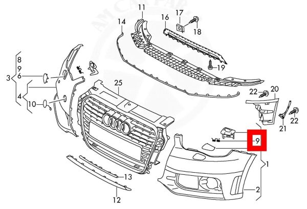 AUDI GENUINE A1 10-18 FRONT HEADLIGHT WASHER COVER SPRING CLIP 1 PC 8X0955339 - Image 2
