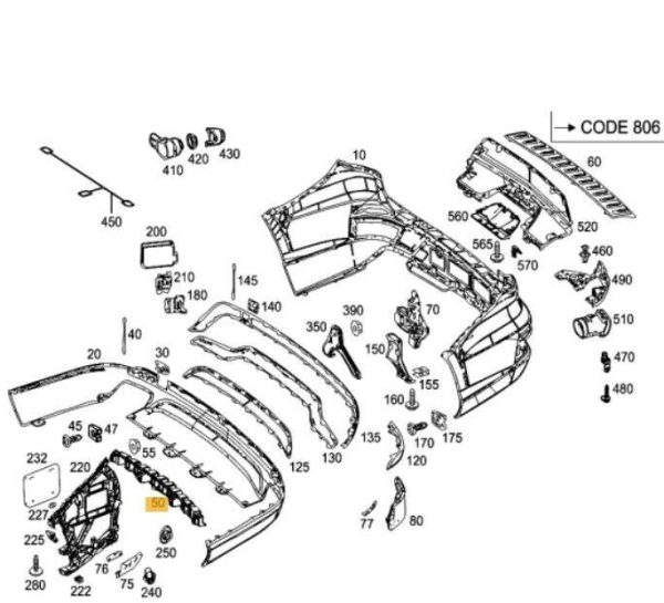 NEW GENUINE MERCEDES BENZ GL CLASS 13-16 REAR BUMPER CENTRAL CARRIER BRACKET A1668850100 - Image 2