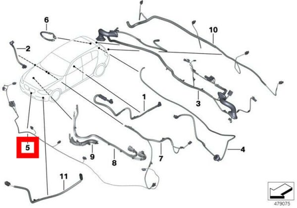 NEW GENUINE BMW 1' F20 LCI FRONT BUMPER PDC + ACTIVE CRUISE SYSTEM WIRING LOOM 61129357958 - Image 2