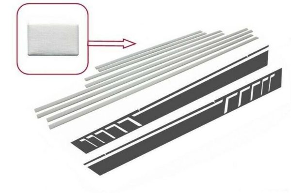Door Moldings Strips Brushed Aluminum with Side Decals Sticker Vinyl Dark Grey for MERCEDES G-class W463 (1989-2015)