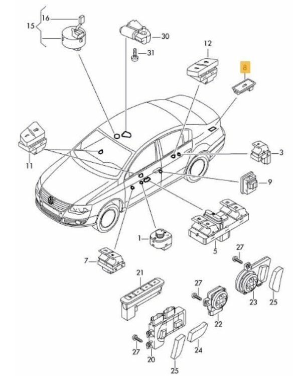 NEW GENUINE VW PASSAT 05-11 TAILGATE TRUNK OPENING SWITCH BUTTON 3D0959831D20H - Image 2