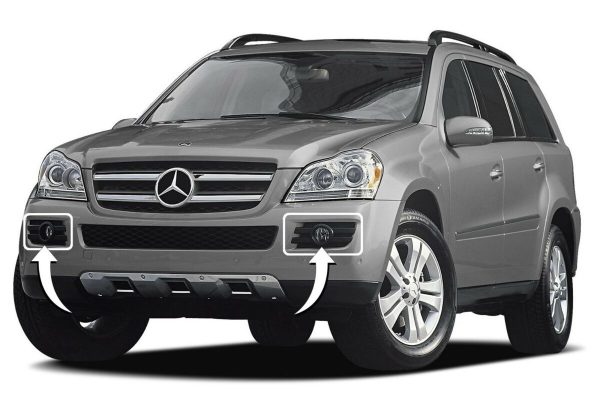 NEW GENUINE MERCEDES BENZ GL X164 06-08 FRONT BUMPER FOG LIGHT GRILL PAIR SET - Image 2