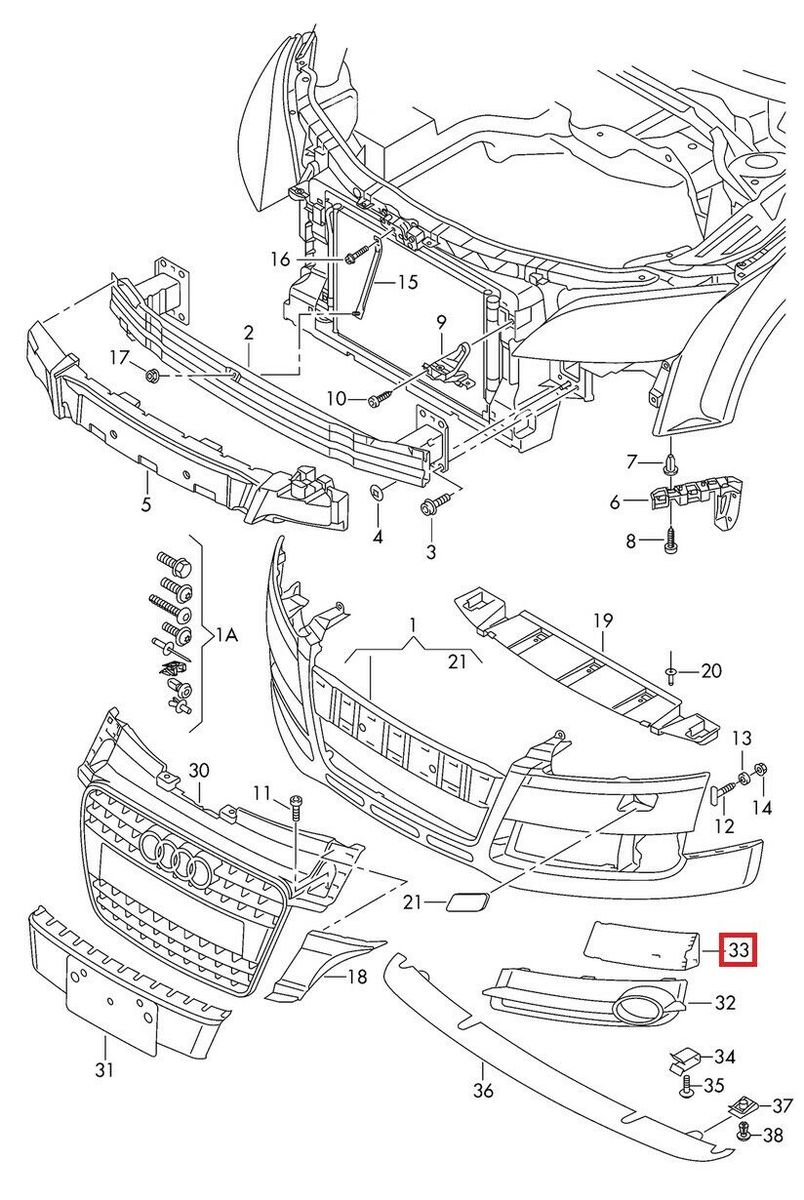 NEW GENUINE AUDI TT MK2 8J FRONT BUMPER LOWER COVER RIGHT O/S 8J0807152F - Image 2