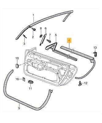 NEW GENUINE PORSCHE 996 CARRERA 986 BOXSTER DOOR OUTER SEALING SLOT LEFT N/S 99653708507 - Image 2