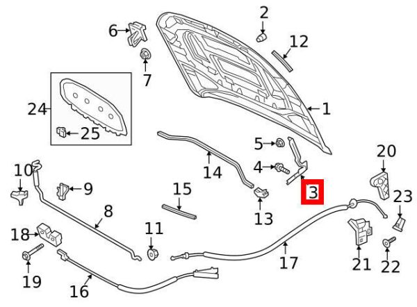 NEW GENUINE VOLKSWAGEN JETTA 19-20 FRONT ENGINE HOOD BONNET HINGE LEFT N/S 17A823301 - Image 2