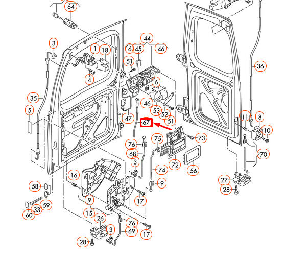NEW GENUINE VW CADDY MK3 04-15 REAR TRUNK BOOT HANDLE PULL ROD 2K0827841A - Image 2