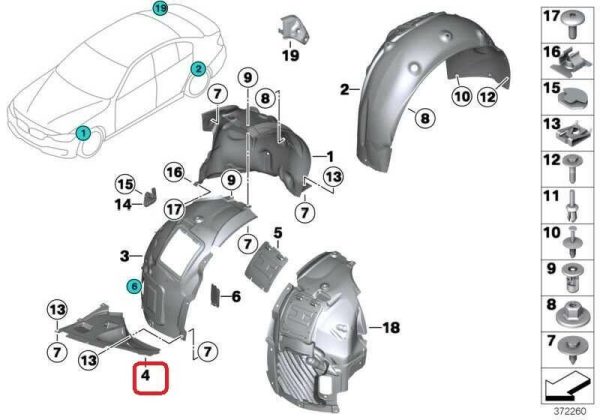 BMW NEW GENUINE 3 SERIES F30 F31 FRONT WHEEL ARCH BOTTOM COVER RIGHT O/S 51717260740 - Image 2