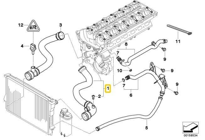 NEW GENUINE BMW 3 SERIES E46 COOLANT RADIATOR WATER HOSE PETROL ENGINE 17127510952 - Image 2