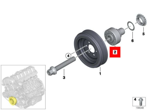 NEW GENUINE BMW 1 2 3 4 5 6 7 X SERIES N55 PETROL ENGINE VIBRATION DAMPER HUB 11237574827 - Image 2
