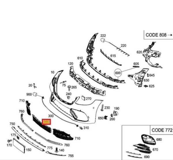 NEW GENUINE MERCEDES BENZ MB S CLASS W222 FRONT BUMPER CENTER LOWER GRILL A2228857100 - Image 2