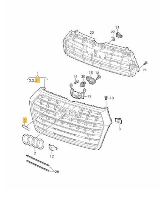 NEW GENUINE AUDI Q5 SQ5 13- FRONT BUMPER CENTER GRILLE CHROME SQ5 BADGE EMBLEM 8R0853737B2ZZ - Image 2