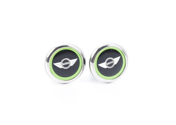 MINI GENUINE COOPER DOOR LOCK PIN CAPS PINS ACCENT VIVID GREEN WINGS 82292358508