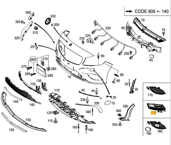 NEW GENUINE MERCEDES BENZ MB A W176 AMG FRONT BUMPER LOWER INNER GRILLE RIGHT A1768851622 - Image 4
