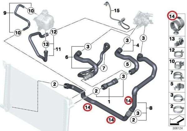 NEW BMW MINI GENUINE R55 R56 R57 R58 R59 R60 R61 F60 WATER HOSE CLAMP 2 PCS 2X11722756407 - Image 2