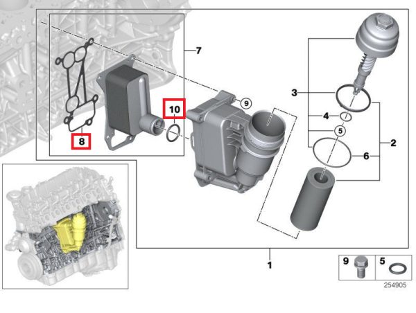 NEW GENUINE BMW 3 5 7 X N57 DIESEL ENGINE OIL FILTER HOUSING GASKET WITH O-RING - Image 2