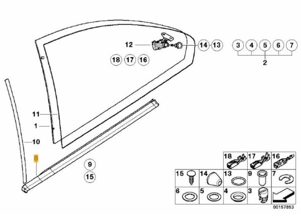 BMW NEW GENUINE 3 E46 COUPE REAR WINDOW RAILING GASKET CHROME SET LEFT RIGHT 51368227686+51368227685 - Image 2