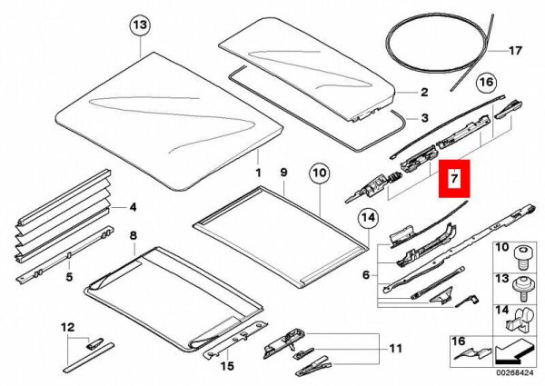 NEW GENUINE BMW X5 E70 06-09 PANORAMIC SUNROOF REAR SECTION REPAIR KIT 54107278144 - Image 2