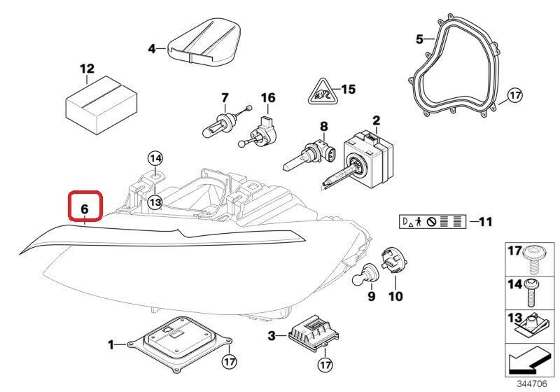 BMW NEW GENUINE 3 SERIES E92 E93 FRONT HEADLIGHT GASKET LEFT N/S 63117174517 - Image 2