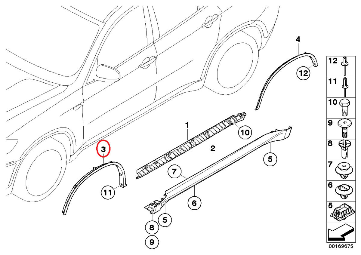 NEW GENUINE BMW X6 SERIES E71 E72 HYBRID FRONT RIGHT FENDER COVER MOLDING 1PC 51777176236 - Image 2