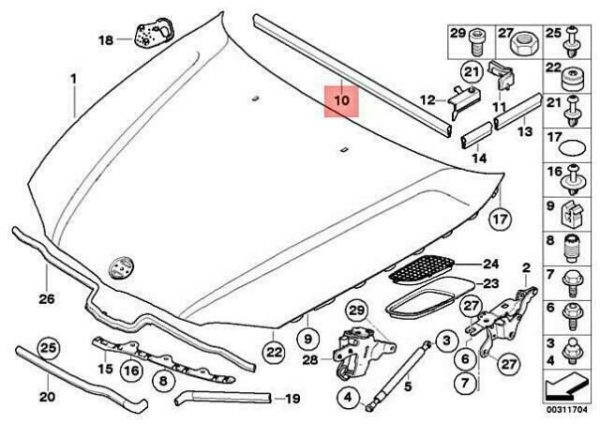BMW NEW GENUINE 1 SERIES E81 E82 E87 E88 REAR HOOD BONNET GASKET SEAL 51717060564 - Image 2