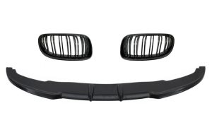 Front Bumper Spoiler with Kidney Grilles Double Stripe suitable for BMW 3 Series E92 Coupe E93 Cabrio (2006-2009) M Design