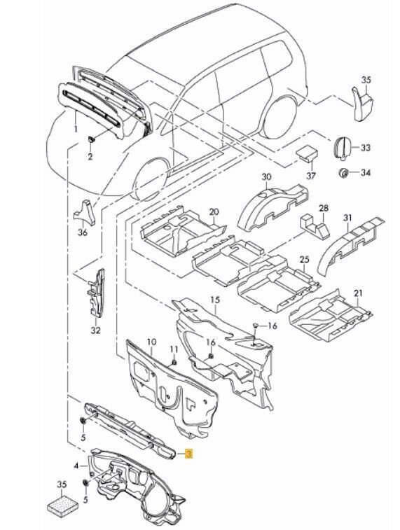 NEW GENUINE VW CADDY TOURAN 2009-2016 SOUND ABSORBER INSULATION FOR WATER BOX 1T0863993G - Image 2