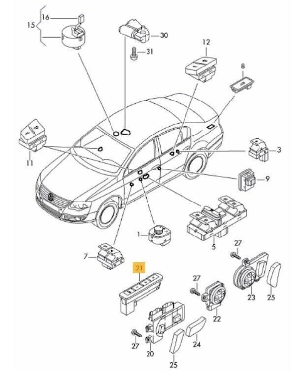 NEW GENUINE VW PASSAT SHARAN TIGUAN ELECTRIC SEAT MEMORY SWITCH BUTTONS 1Z095976947H - Image 2