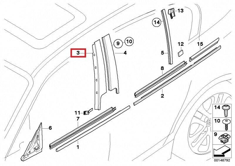 NEW BMW GENUINE 1 SERIES E87 FINISHER WINDOW FRAME B-PILLAR FRONT DOOR COVER 51337068100 - Image 2
