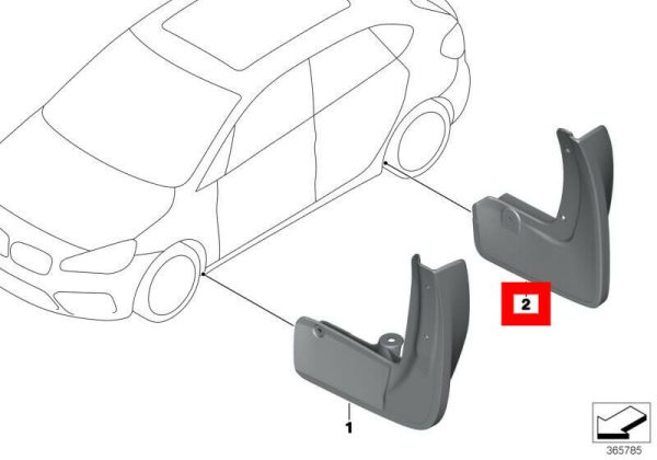 BMW NEW GENUINE 2 SERIES F45 AT REAR M SPORT MUD FLAPS SPLASH GUARDS PAIR SET 82162348037 - Image 2