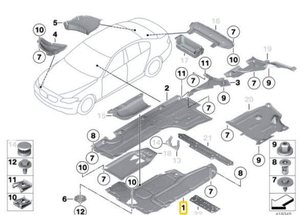 BMW NEW GENUINE F07 F10 F11 F13 F02 F01 F06  UNDERFLOOR COATING CENTER 51757193220 - Image 3