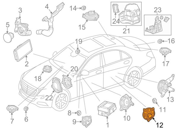 NEW GENUINE MERCEDES BENZ MB E W213 BURMESTER REAR DOOR SPEAKER PAIR SET 2 PCS A2228201502 - Image 2